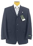 Ralph Lauren Mens Single Breasted 3 Button Navy Blue Pinstripe Wool Suit - Size 46R