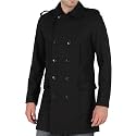Ben Sherman Mens Gunsmith Wool Mix Coat Black