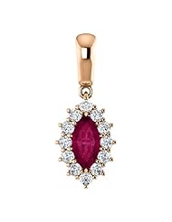 18K Rose Gold 8.00x4.00mm Marquise Cut Rhodolite Garnet and Diamond Pendant -- LIFETIME WARRANTY