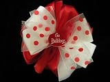 Sports Team Hair Bow - Bulldog - Red/White