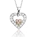 14k Two Tone Gold White and Rose Pink Diamond Heart Pendant Necklace (HI, I, 0.25 carat)