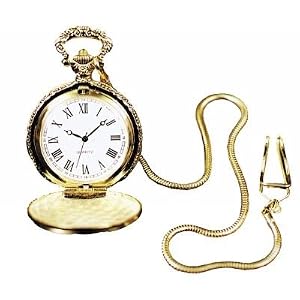 Pocket Watch with Golden Color Chain Costume Jewelry