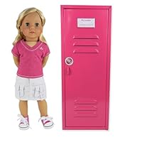 18 Inch Doll Clothes Locker fit for American Girl Doll Bed Rooms & More! 18' Doll Furniture of Pink Metal Doll Locker