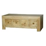 Dakota DVD Trunk Coffee Table with 8 Drawers Oak Shade