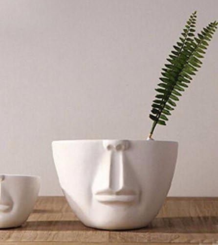 Pastel Home Man face ceramic flower pots planters white