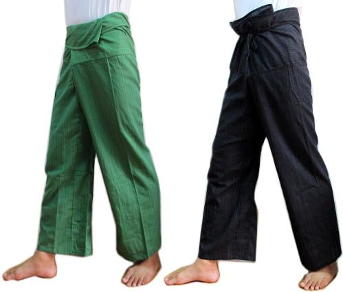 Best Seller "THAISMILE" (DOUBLE) 2 x Striped Thai Fisherman Wrap Pants Trousers
