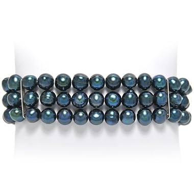 HinsonGayle Triple Strand 7-8mm Black Baroque Pearl Bracelet