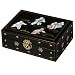 Handmade Mother Of Pearl, Black Lacquer & Gold Jewelry Box With Mirror - Children Playing Design