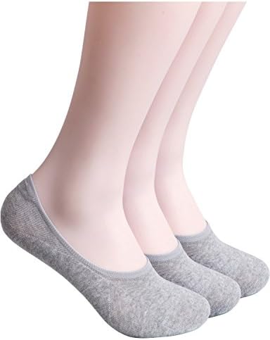 American Trend Women's No-Show Low-Cut Sock Liners Silicon Heel Grip (FBA)(3 Pairs-Grey, Shose Size 8-11)