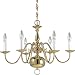 Progress Lighting P4356-10 6-Light Americana Chandelier with Delicate Arms and Decorative Center Column and Candelabra Lamps, Polished Brass