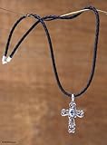 Topaz necklace, 'Balinese Cross'