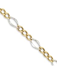 14k Two-tone Figaro Link Bracelet Length 7.5"