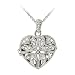 Sterling Silver Diamond Accent Filigree Flower Heart Locket Necklace