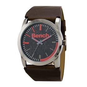 Bench Gents Black Matt Dial Watch With Brown Strap