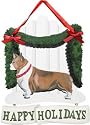 Corgi (Red) Happy Holidays Sign (Picket Fence)