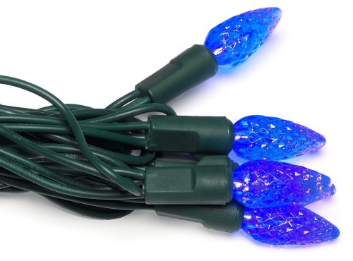 Good Tidings 24-Foot Indoor Outdoor Holiday Christmas Light Set with 70 Flame-Shaped LED - Blue