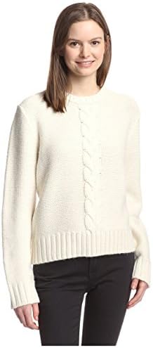 Kate Spade Saturday Women's Crewneck Big Cable Sweater, Cream, L