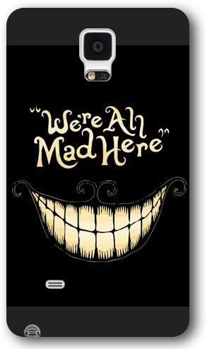 UniqueBox Customized Black Frosted Samsung Galaxy Note 4 Case, Alice in Wonderland We're all mad here Cheshire Cat Smile Face Samsung Note 4 case