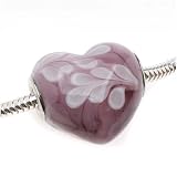 Murano Style Glass Lampwork Lilac Swirl Heart Bead Fits Pandora 20mm (1)