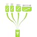USB Cable, 4 in 1 Multiple Universal USB Charging Cable 3ft(1M) with 8 Pin Lighting / 30 Pin / Micro USB Ports for iPhone, iPad, Samsung Galaxy, Note and most Android phones, Tablet (Green)