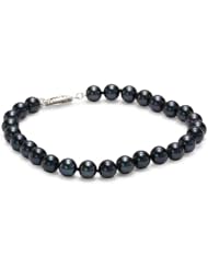 Radiance Pearls "Pearl Jewelry" 14K Gold Clasp 6.0-6.5mm Black Japanese Akoya Cultured Pearl Bracelet