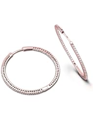 0.87 total carat Round Brilliant Cut Diamond Micro Pave Hoop Earrings in 14k Gold