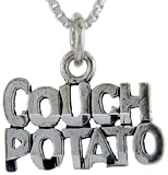 Sterling Silver Couch Potato Talking Pendant, 1 in. (25mm) wide
