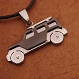 Designer Inspired Classic Cars Off-road Vehicles Italian Style Black SUV Pendant for Uni-sex Chain on a Rubber Cord Gift Boxed J1142