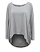 Yidarton Womens Summer Casual Shirts Oversized Baggy Off-Shoulder Long Sleeve Tops Grey XX-Large