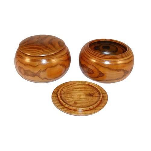 Worldwise Imports Natural Date Wood Go Bowls for Up to 21mm Go Stones (Pair)