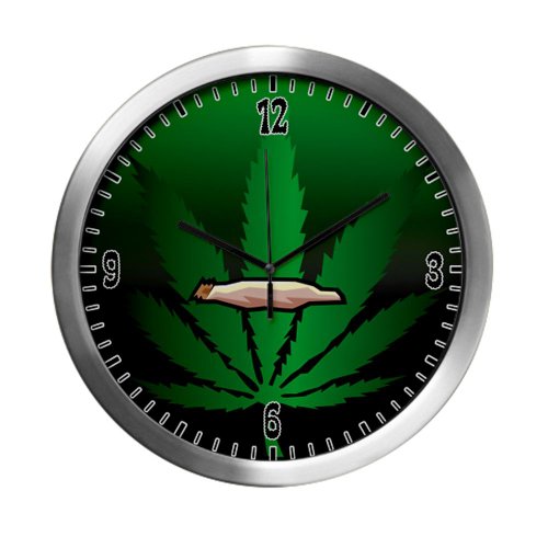 Modern Wall Clock Marijuana Joint and Leaf