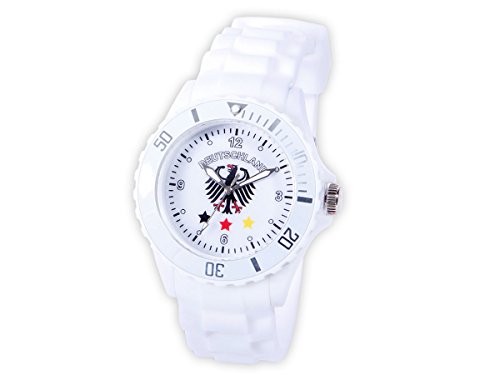 Alsino Armbanduhr EM WM Länder Silikon Uhr Silikon Damen Herren Silikon Uhren Herrenuhr Damenuhr, Farbe wählen:UR-DE3 Deutschland
