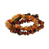 3 Genuine Carnelian Tiger Eye Multi Stone Chip Bracelet Set