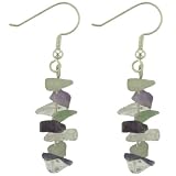 Sterling Silver Multi Stone Chip Dangle Earrings