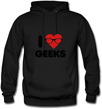 Black I Heart Geeks Round-collar Design X-large Cotton Men Hoodies