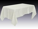 Prestige White Diamonds Jacquard Tablecloth with Seemless Scallop Trim 57 x 95 inch Oblong/Rectangle Machine Washable