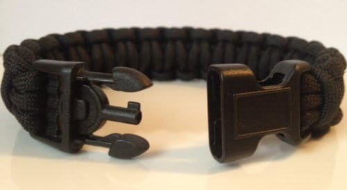Police Black Tactical Paracord Survival Bracelet w/Handcuff Key Buckle (See Description For Size Suggestion)
