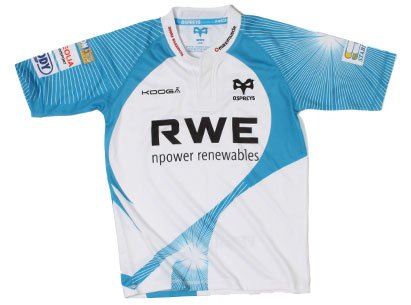 Ospreys 2011/12 Alternate Replica Rugby Shirt White/Cyan Blue - size 3XL Ospreys 2011/12 Alternate Replica Rugby Shirt White/Cyan Blue - size 3XL