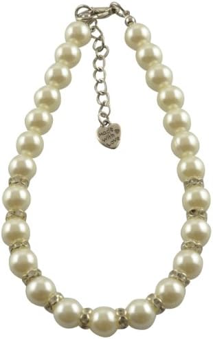 Dogloveit Pet Puppy Cat Dog Accessories Shiny Rhinestones Pearl Necklace Lovely Jewelry for Pet Dog Cat (White, S)