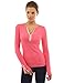 PattyBoutik Women Notch Neck Buttons Trim Blouse Top (Bright Heather Coral X-Large)