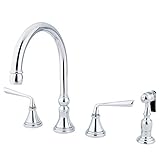 Kingston Brass KS2791ZLBS+ Silver Sage Widespread ADA Kitchen Faucet with Brass Sprayer, Polished Ch