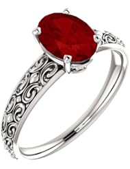 Platinum 8.00x6.00mm Oval Cut Chatham Created Ruby Ring -- LIFETIME WARRANTY