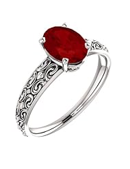 18K White Gold 8.00x6.00mm Oval Cut Chatham Created Ruby Ring -- LIFETIME WARRANTY
