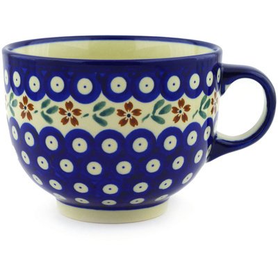 Polmedia Polish Pottery 17 oz Stoneware Cup H4655E Hand Painted from Zaklady Ceramiczne in Boleslawiec Poland. Shape S447C(GU922) 