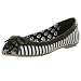 T.U.K. Women's Stripe With Bow Flat,Black/White,9 M