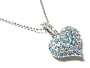 Aqua Ice Blue Sparkling Silver Crystal Heart Puff Necklace Fashion Gift Jewelry