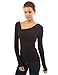 Patty Women's Cotton Asymmetrical Neck Long Sleeve Stretch Solid Blouse