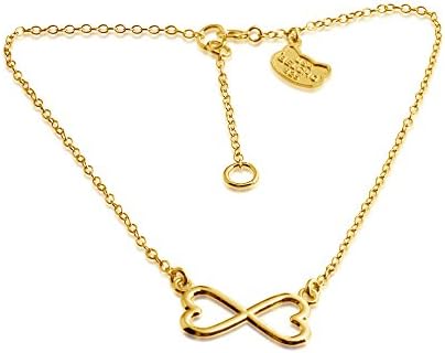 Infinity Double Heart Love Charm Pendant Anklet (gold-plated-silver)