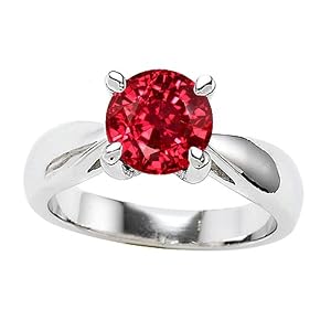 1.35 cttw 925 Sterling Silver 14K White Gold Plated Lab Created Round Ruby... by