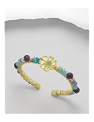Flower Cuff Bracelet In Brass